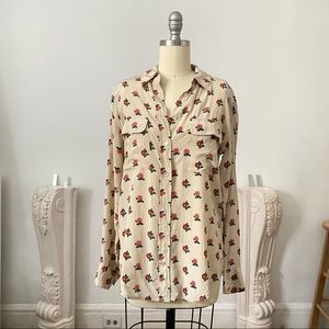 Equipment floral beige silk shirt